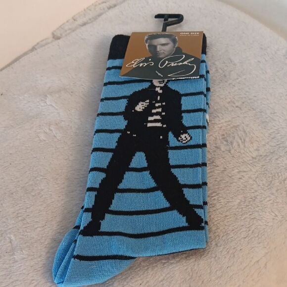 Elvis Presley Blue Striped Socks - Picture 1 of 5
